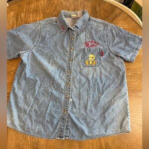 Vintage Jean Looney Tunes Tweety embroidered shirt